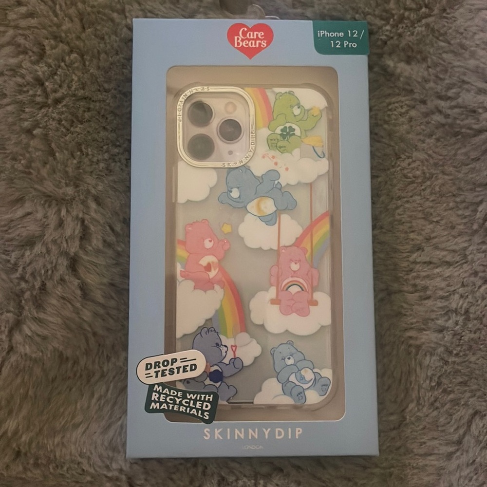 Skinny dip Care Bears iPhone Phone 12/12Pro Case Kawaii Glitter Rainbow